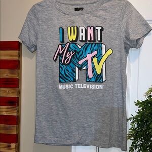 MTV Gray Short Sleeve Tee with Multicolor Logo
